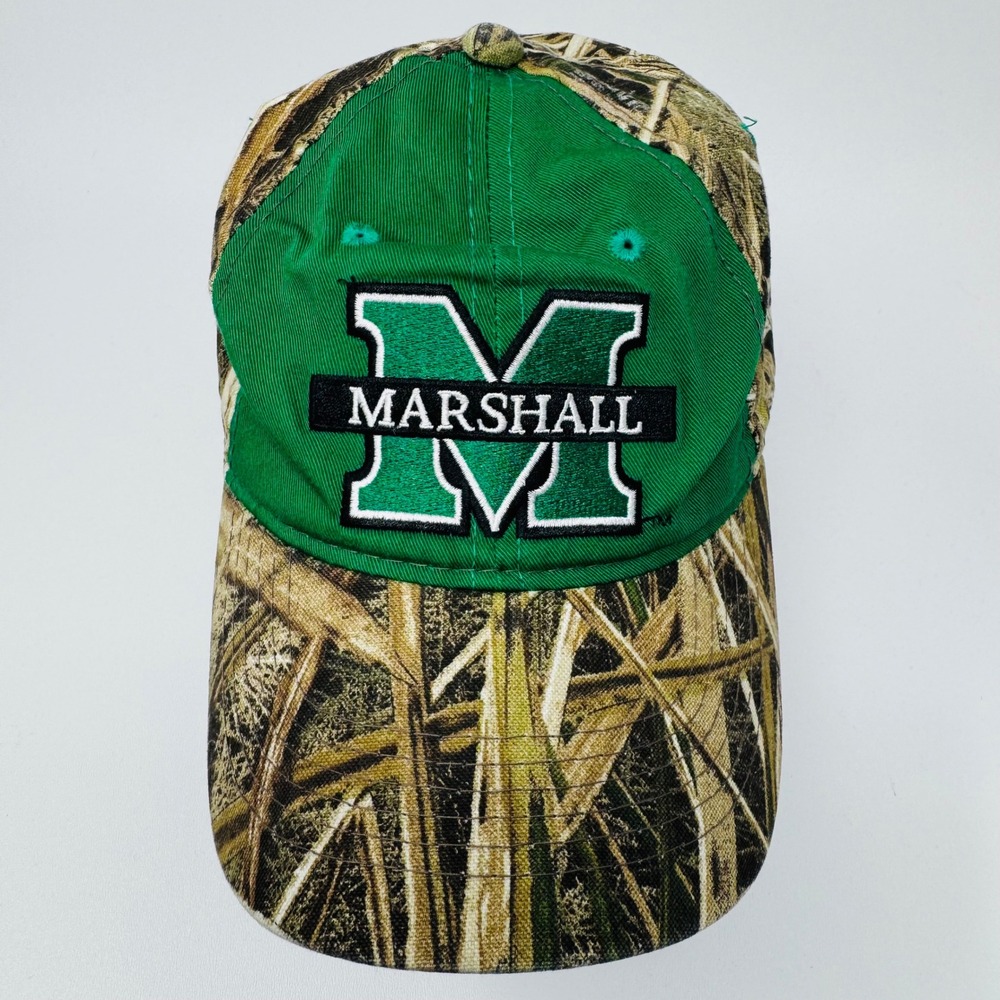 Marshall University Thundering Herd NCAA Camo Green Adjustable Hat Signatures